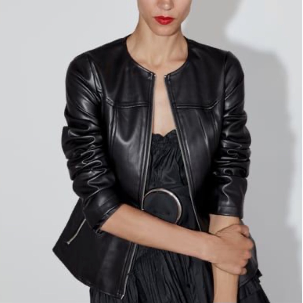 Zara Faux Leather Jacket - Picture 6 of 8